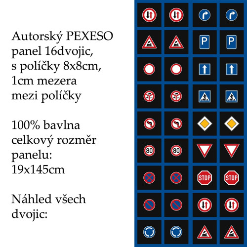PEXESO panel 8x8cm, 16 dvojic: DOPRAVNÍ ZNAČKY — foto 1