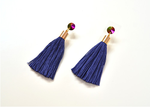 Náušnice Gold Short Blue Tassel — foto 1
