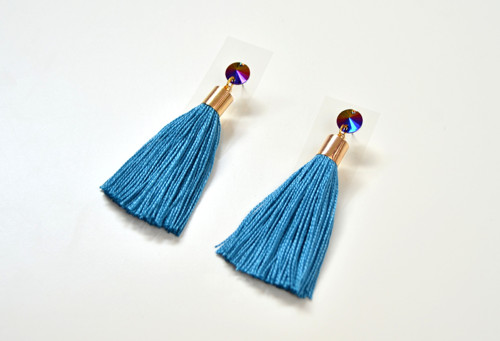 Výprodej Náušnice Gold Short Aqua Tassel — foto 1