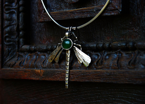 Nerezový náhrdelník..." Silver dragonfly " — foto 1
