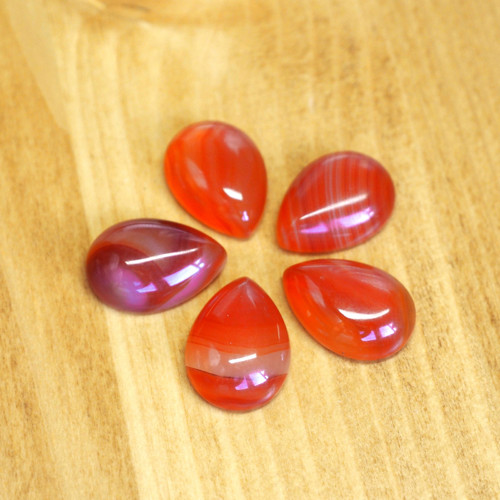Kabošon Slza 13x18mm - 1ks - Achát Červený