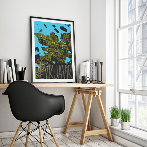 REYKJAVÍK, 50x70cm, elegantní, černý
