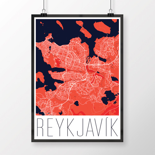 REYKJAVÍK, 50x70cm, moderní, červený