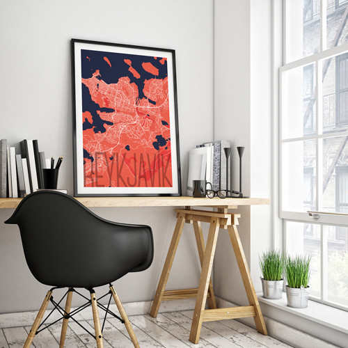 REYKJAVÍK, 50x70cm, elegantní, červený