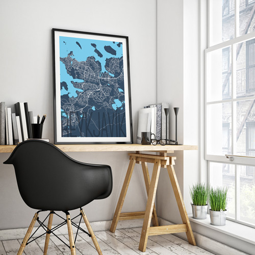 REYKJAVÍK, 50x70cm, elegantní, tmavě modrý
