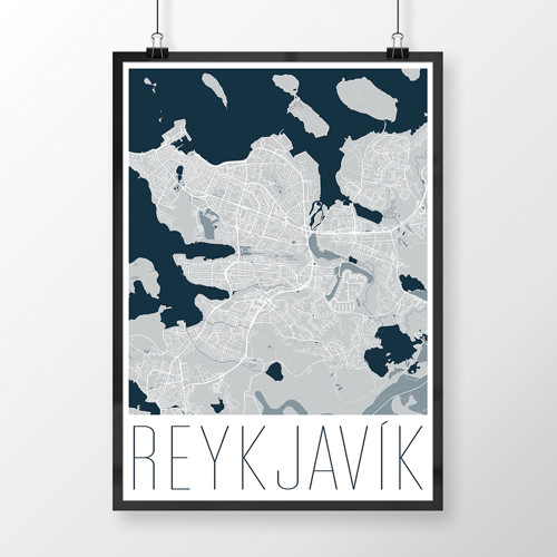 REYKJAVÍK, 50x70cm, moderní, světle modrý — foto 1