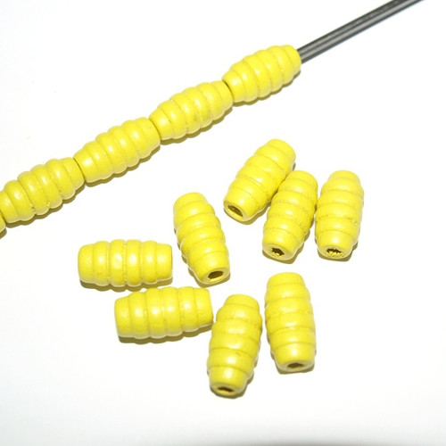 Dřevěné korálky 15x8 mm vroub. válečky (cena 65ks)