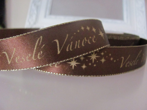Veselé Vánoce "Chocolat" -atlasová stuha 24 mmx1 m