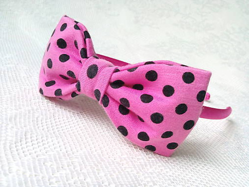Pin Up headband (fuchsia/black polka dots)