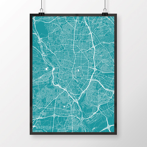 MADRID, 50x70cm, minimalistický, tyrkysový