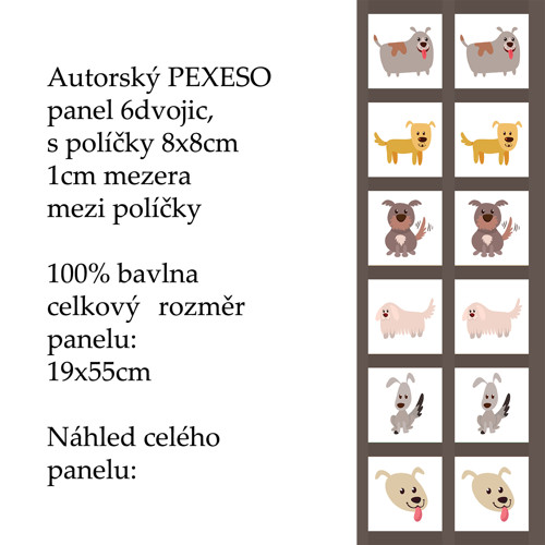 PEXESO panel 8x8cm, 6 dvojic: PEJSCI — foto 1
