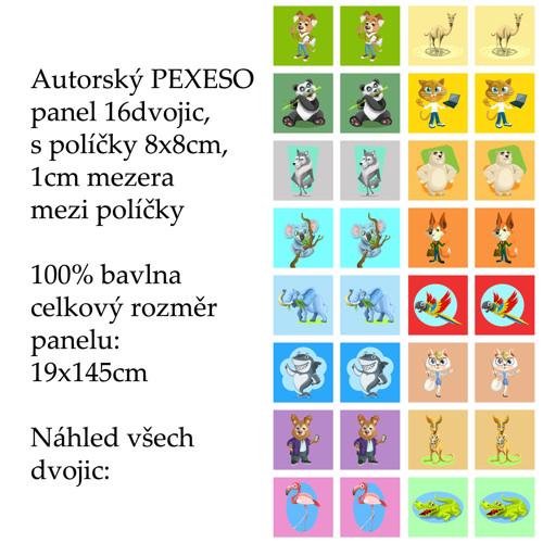 PEXESO panel 8x8cm, 16 dvojic: ANIMÁČCI — foto 1