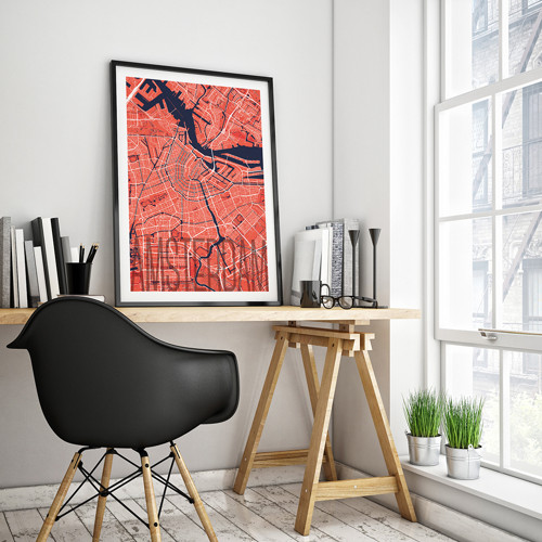 AMSTERDAM, 50x70cm, elegantní, červený