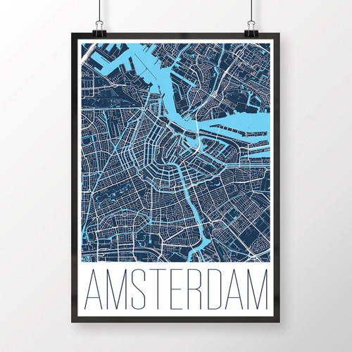 AMSTERDAM, 50x70cm, moderní, tmavě modrý