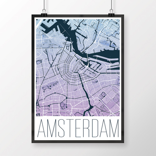 AMSTERDAM, 50x70cm, moderní, modro-fialový