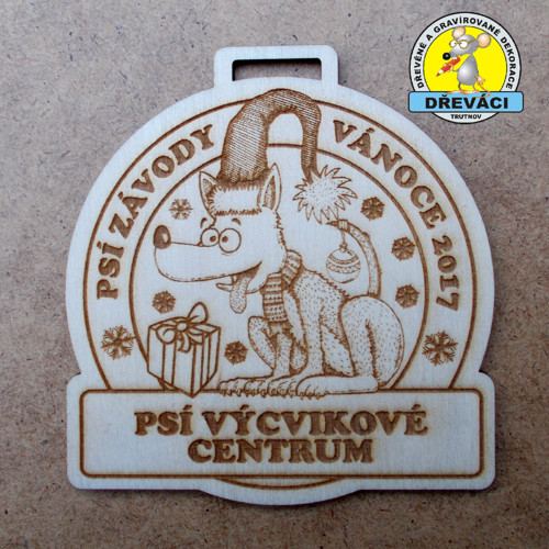 Dřevěné MEDAILE "Psí závody Vánoce 2017"