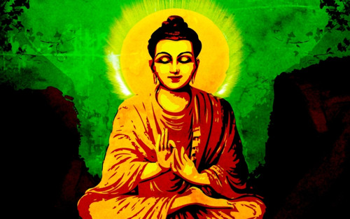 Panel 40x25cm Budha v barvách — foto 1