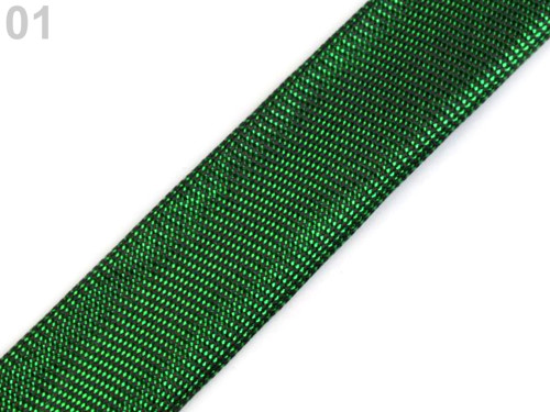 Šikmý proužek lurex š.15 mm zažehlený (5m) Kelly G