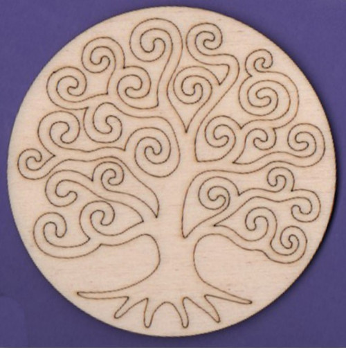 Dřevěný výřez, mandala, strom života, spirála