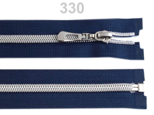 Spirálový zip se stříbrnými zoubky šíře 7 mm 50 cm