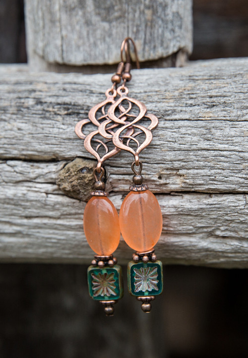 Jadeitové s ornamentom - náušnice — foto 1