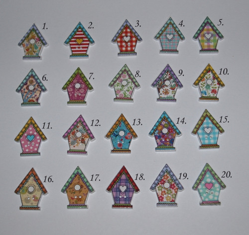 Dřevěný knoflík - Ptačí bouda