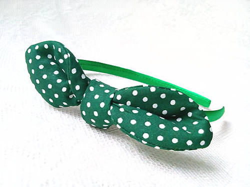 Sweet Pin Up headband (dark green/white dots)