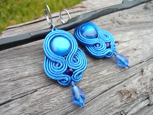 Soutache náušnice Safírově modré — foto 1