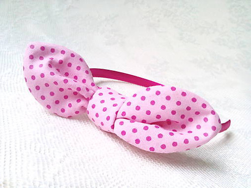 Sweet Pin Up headband (pink/small fuchsia dots)