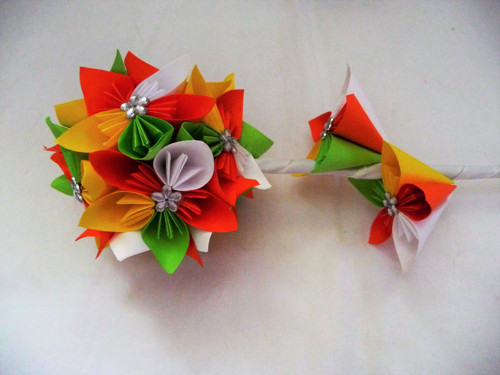 Kusudama větvička-duhová