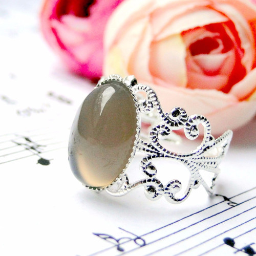 Romantic Grey Agate / Prsten se šedým achátem