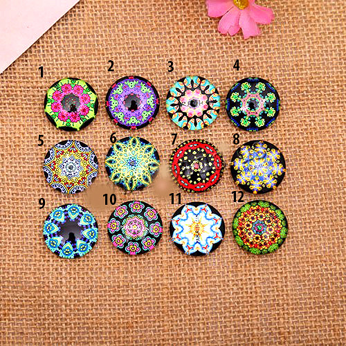 Skleněný Kabošon Mandala 20mm - 2ks - č.1