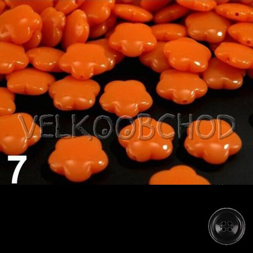 Korálky květ pr.15mm (10ks) - oranžová