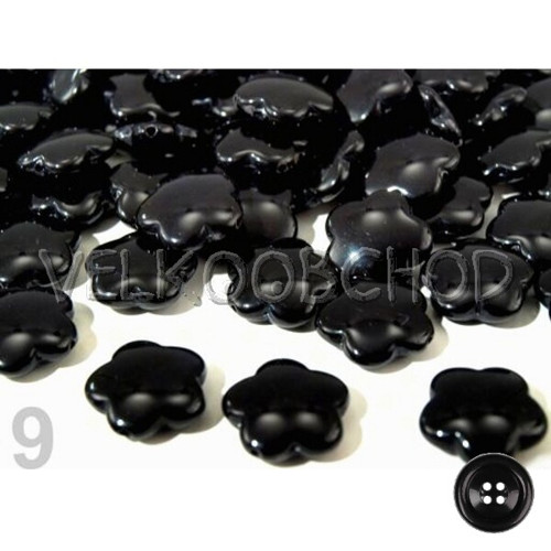 Korálky květ pr.15mm (10ks) - černá