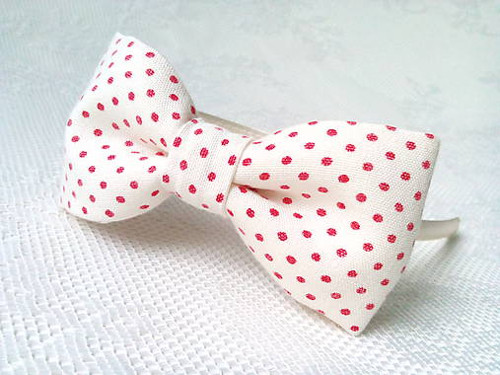 Pin Up headband (cream/small red polka dots)