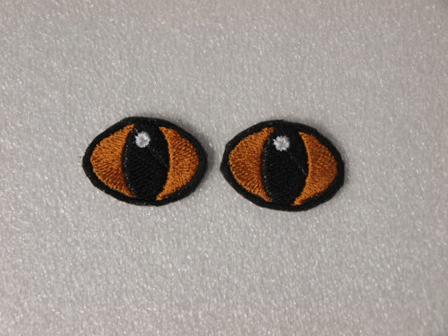 Vyšívané oči kočičí zlaté 3x2cm 1 pár