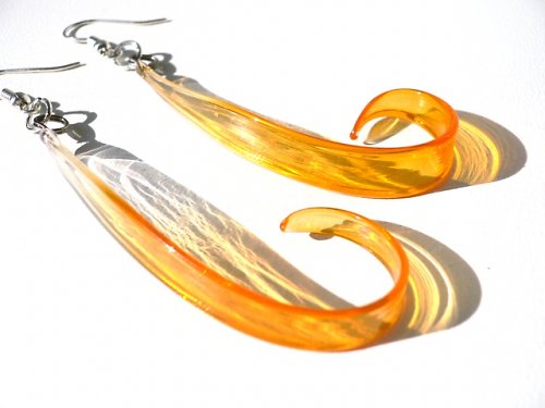 Orange glass ear-rings — foto 1
