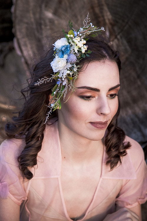 Boho hřebínek "nebe belasé" — foto 1