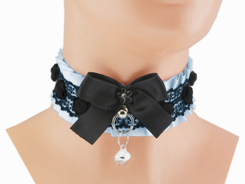 Kitten play collar, bdsm obojek, modrý obojek R2
