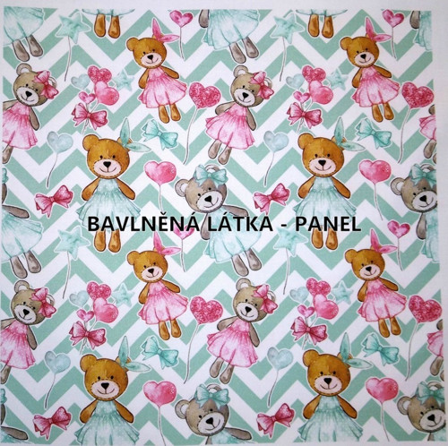 Bavlněný panel 16x16 cm KOLEKCE ROZTOMILÍ MEDVÍDCI — foto 1