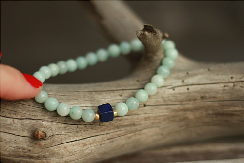 Náramok z minerálu amazonit, lapis lazuli — foto 1