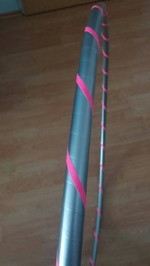 Obruč na hooping stříbrno-růžová 90 cm
