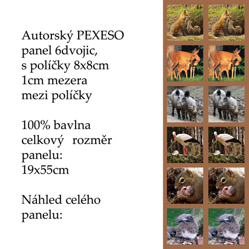 PEXESO panel 8x8cm, 6 dvojic: MÁMY Z LESA — foto 1