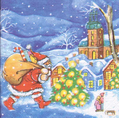 Ubrousek - santa s pytlem dárků (2 ks - AKCE)