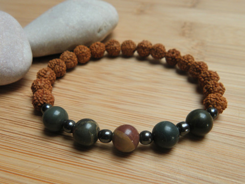 Náramek - rudraksha / jaspis