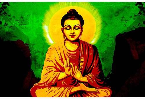 Panel 16x11cm Buddha v barvách — foto 1