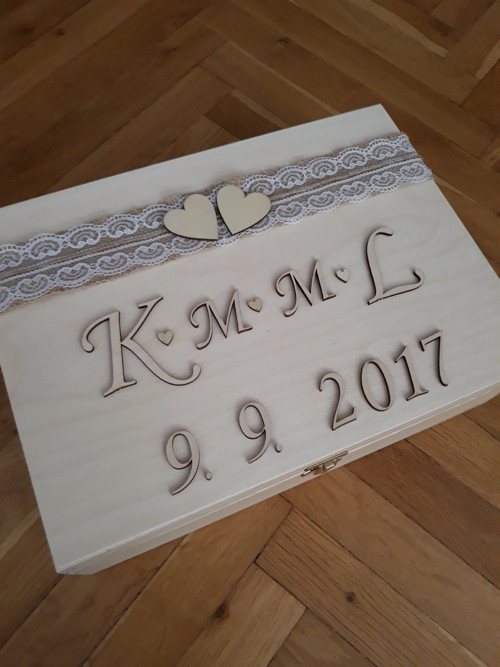 VELKÁ svatební KRABIČKA se 4 monogramy