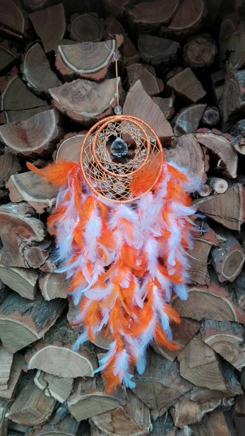 Lapač snů, oranžová-bílá barva, Feng Shui