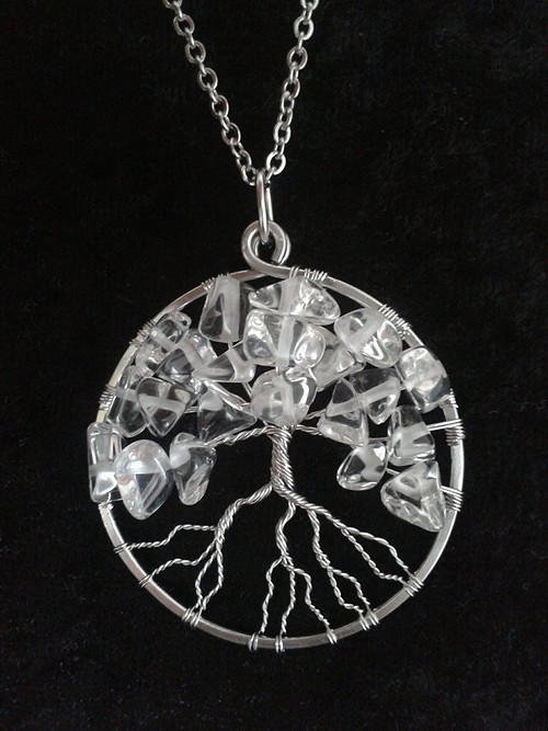 Amulet KŘIŠŤÁL - STROM ŽIVOTA - chirurgická ocel