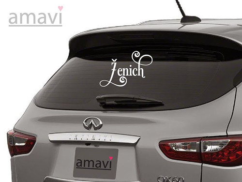 Svatební nálepka na auto Ženich - ornamentální